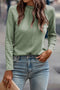 Raglan Long Sleeve Exposed Seam Detail Relaxed Fit Crew Neck Top